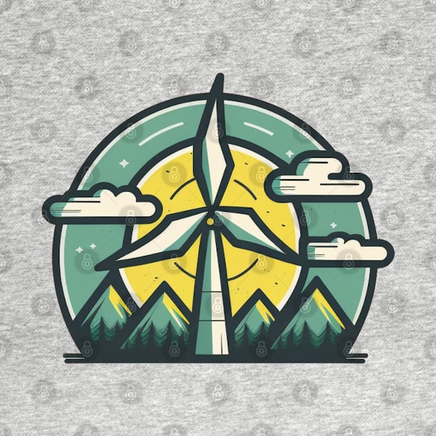 Get Your Eco-Chic On with the Wind Turbine Cartoon Design by Greenbubble